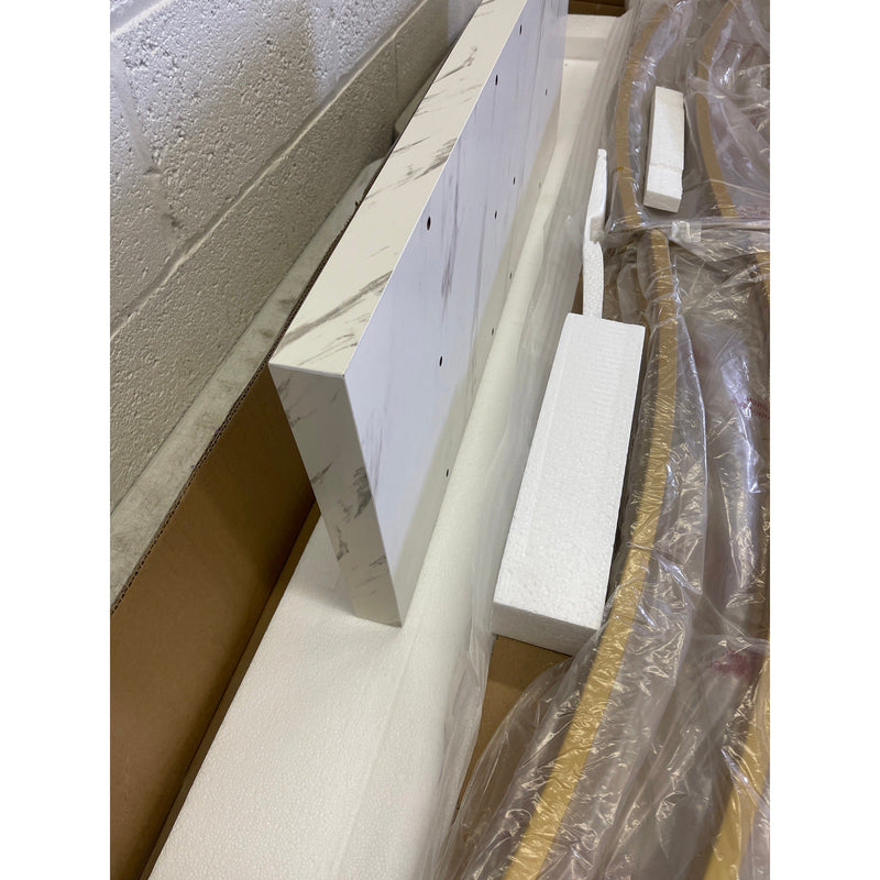 Tribesigns 59 " Faux Marble Console Table with Geometric Metal Base White & Gold