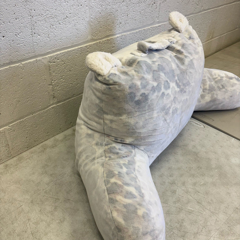 UGG Plush Backrest Pillow, 36"Wx17"H Reading Pillow White w Faded Cheetah Design