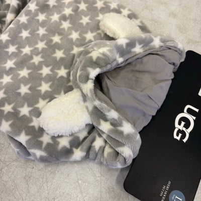 UGG Avery Large Glacier Gray Stars Hooded Soft Dog Pajama - 14-16" Collar