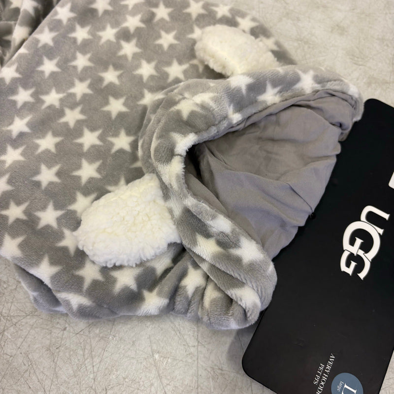 UGG Avery Large Glacier Gray Stars Hooded Soft Dog Pajama - 14-16" Collar