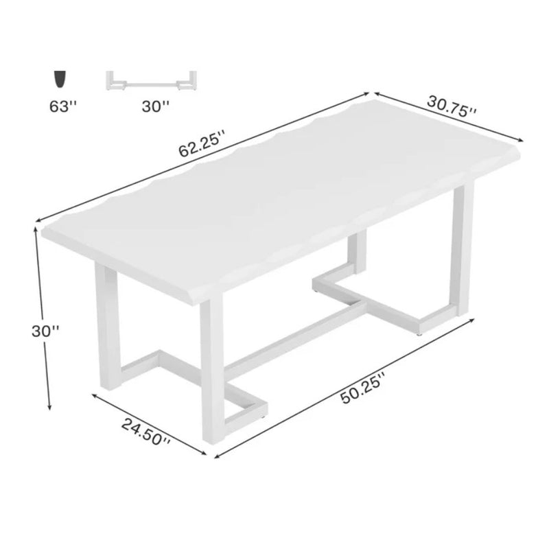 Tribesigns 63" Office Desk Executive Table w Solid Wood Legs & Desktop White