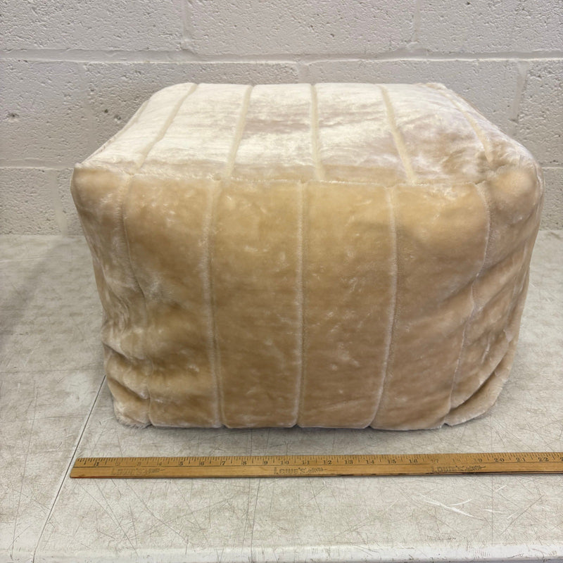 Soft Plush Pouf Ottoman Chair, 22"W x 22"L x 13"H, Living Room - Tan Box Design