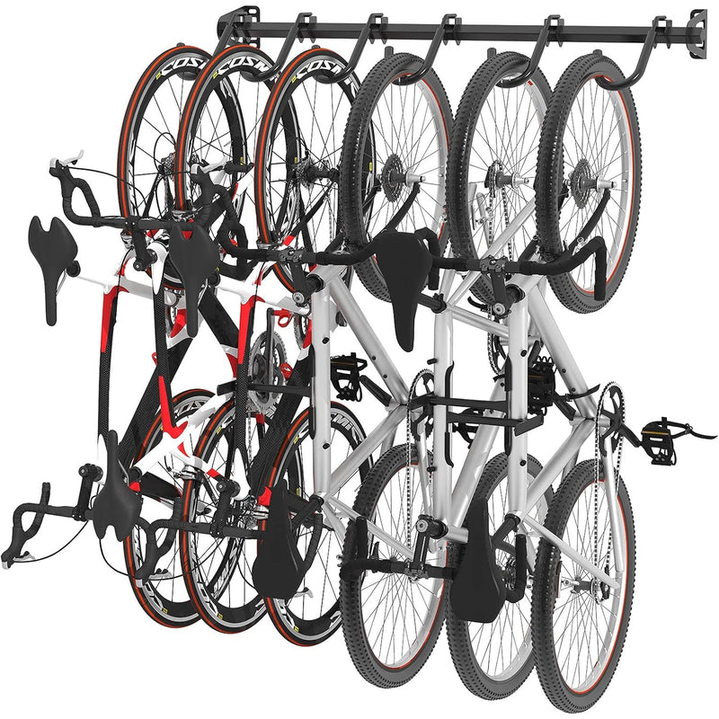 FLEXIMOUNTS 6-Bike Storage Rack 300 lbs CAP, Heavy-Duty Wall Mount Hanger BR1D