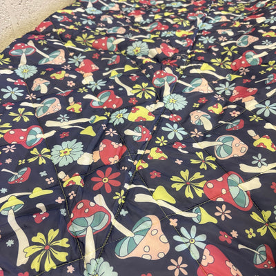 58"x70" Stadium Blanket, Folds Into Easy to Carry Bag w Shoulder Strap, Mushroom