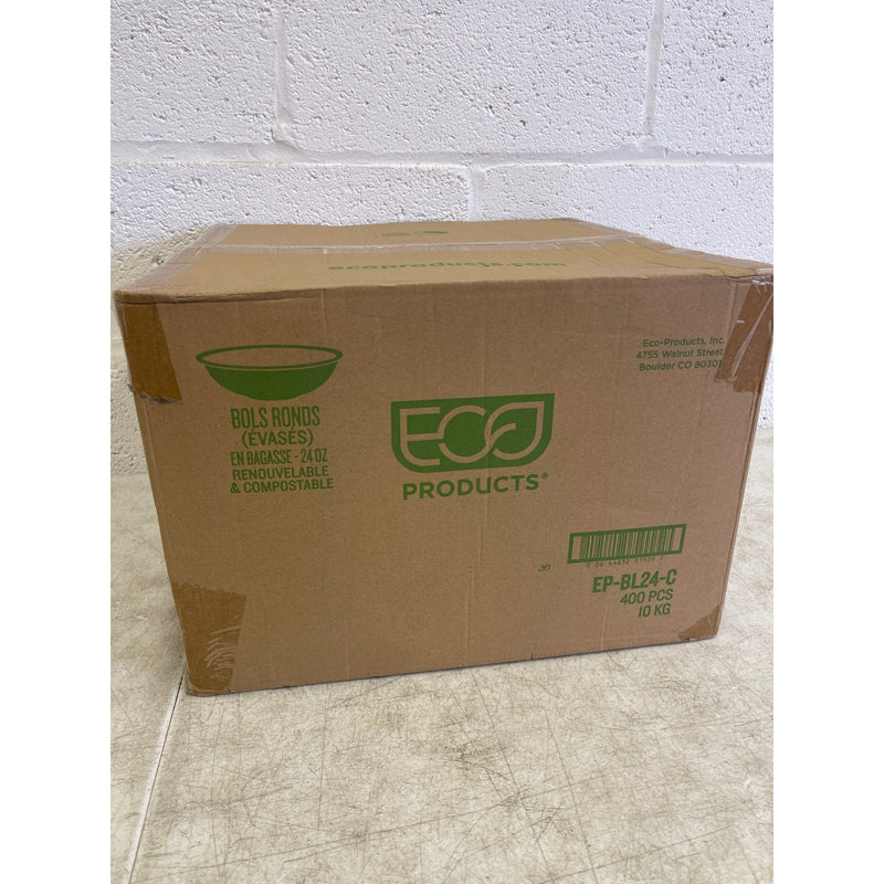 Eco-Products 24 oz. White Compostable Sugarcane Coupe Bowl - 400/Case epbl24c