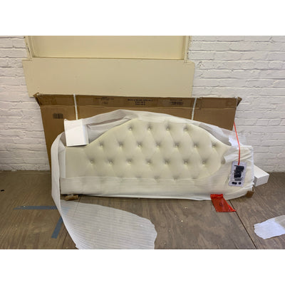 Upholstered Headboard Button Tufted Upholstery Adjustable Height Queen Off White