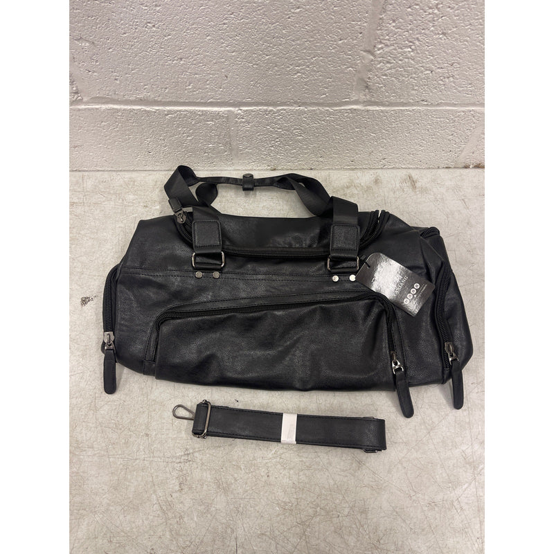 Yaxiang High Quality Leather Large Carry On Bag Travel Tote Duffel Bag - Black