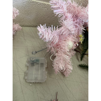 CCINEE 5.9ft Pink Artificial Christmas Garland, Battery Operated w LED lights