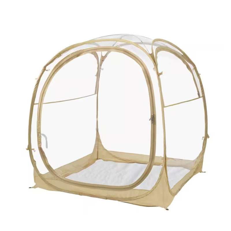 EighteenTek 63" x 63" x 63" Beige Instant Pop Up Bubble Tent Waterproof, Clear