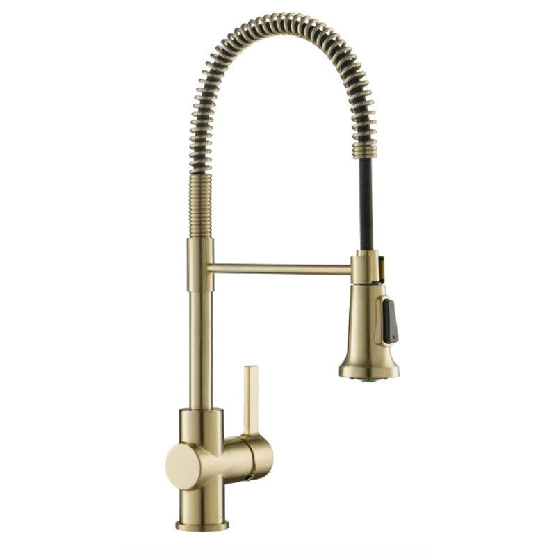 KRAUS Britt Commercial Style Pre-Rinse Kitchen Faucet with Deck Plate - Gold