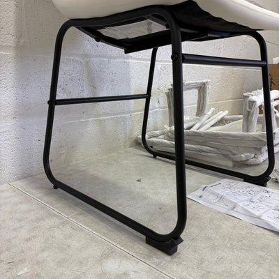 SET-OF-4 White Leather Chairs with Black Metal Legs 30 x 19 x 17 Inches Modern