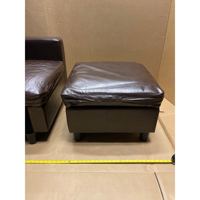 31 x 31 x 26" Leather Chair with Ottoman Footrest, Living Room Furniture, Brown