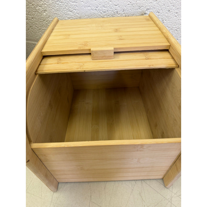 DYNAMI Bamboo Rice Dry Storage Box with Sliding Lid & Measuring Cup, Wood Color