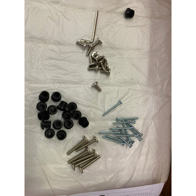 Set-of-4 Tryton Dining Chairs White Leather Stainless Steel Legs, Missing Hardware