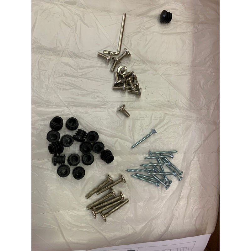 Set-of-4 Tryton Dining Chairs White Leather Stainless Steel Legs, Missing Hardware