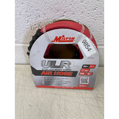 Milton Industries 1/4"x50' Rubber Air Hose, Ultra Lightweight 300 Max PSI - Red