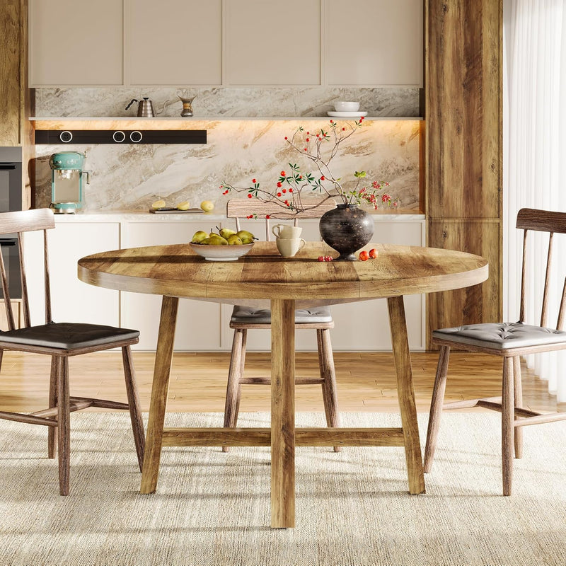 Tribesigns 47" Round Dining Table for 4-6 People, Wood Kitchen Table Brown
