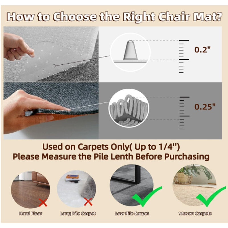 Office Chair Mat For Carpet 36" x 48" Plastic Heavy Duty Computer Desk Mats