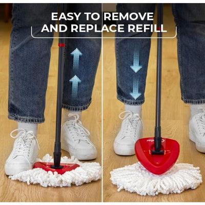 O-Cedar EasyWring Microfiber Spin Mop, Bucket Floor Cleaning System, Red, Gray