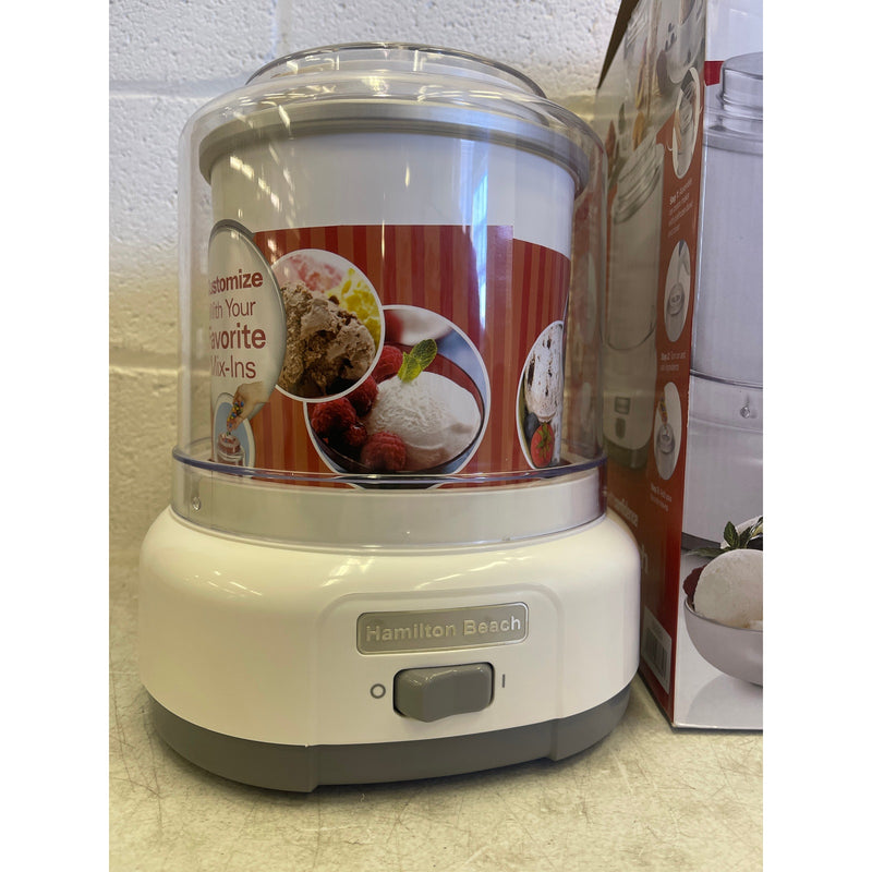 Hamilton Beach Electric Automatic Ice Cream Maker, Frozen Yogurt 1.5 Quart White