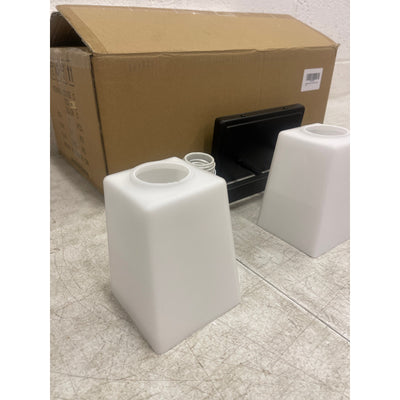 Rayogale 3-Light Bathroom Vanity Lights w Milk White Glass Shades - Black