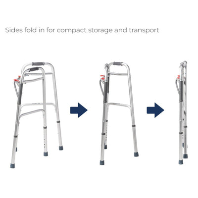 Drive Medical Deluxe 2-Button Folding Walker, Silver, 10200-1 Lightweight