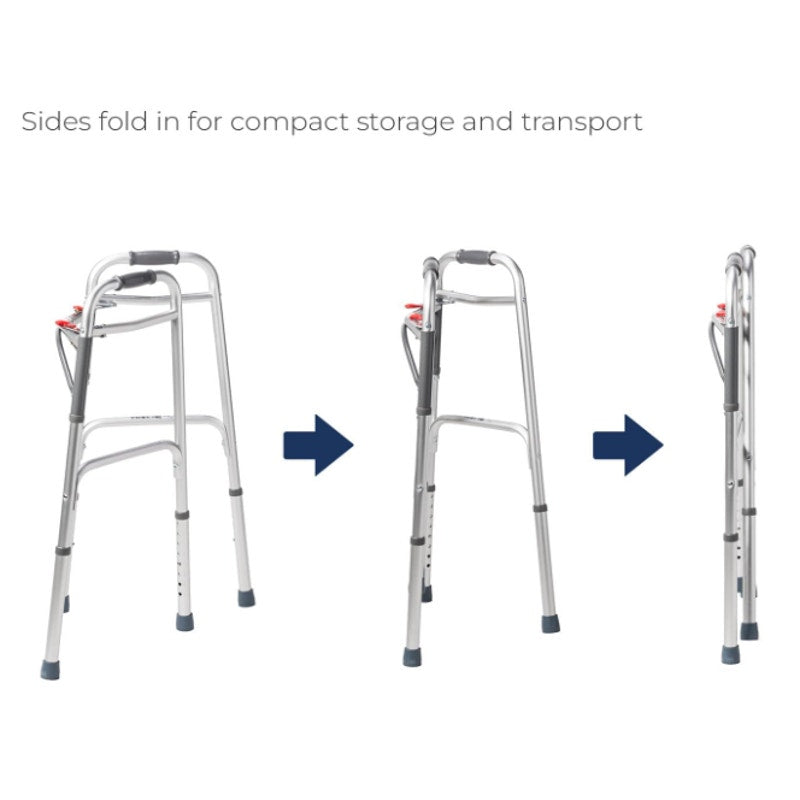 Drive Medical Deluxe 2-Button Folding Walker, Silver, 10200-1 Lightweight