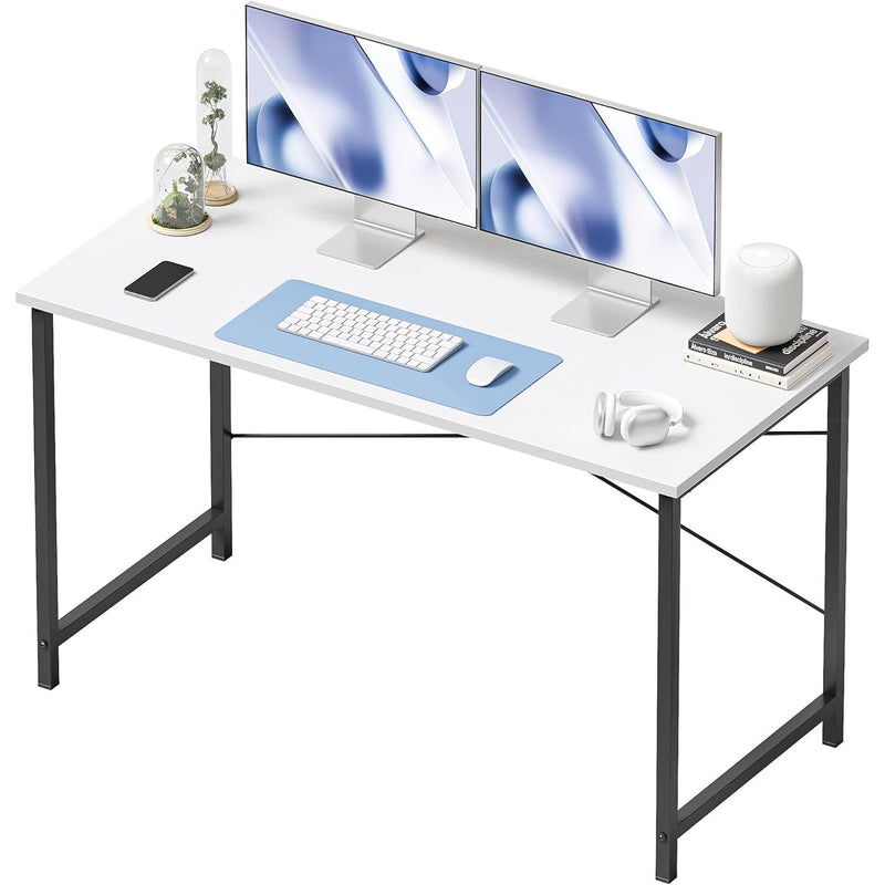 CubiCubi Computer Desk 63" for Home Office & Gaming White Top Black Legs