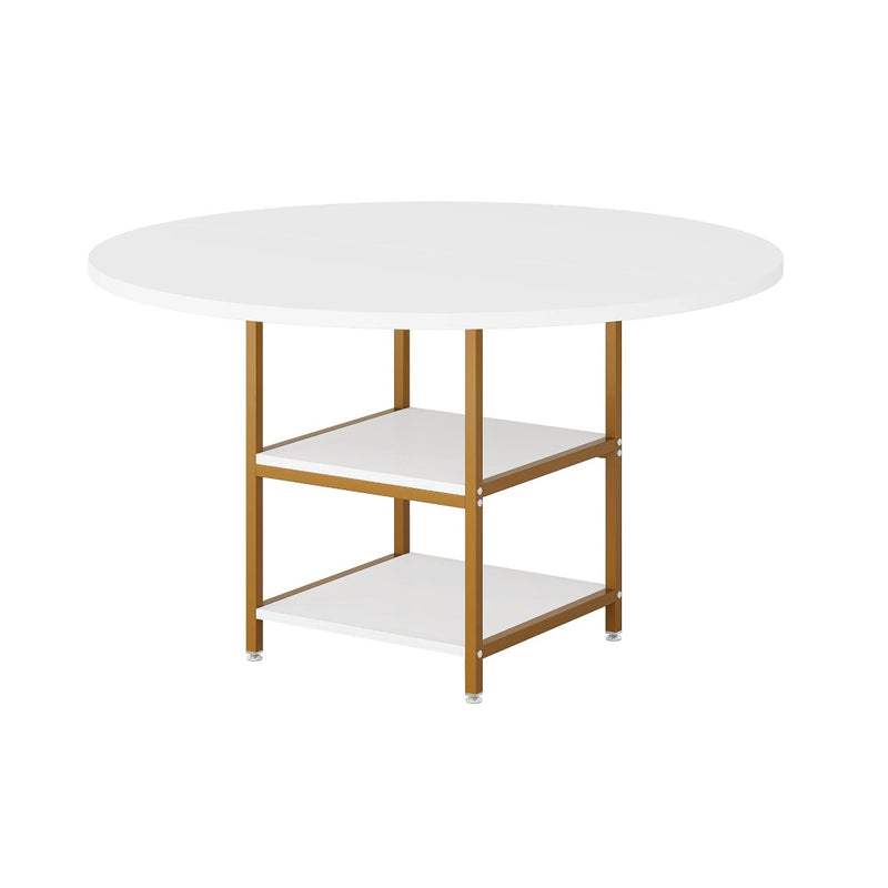 Tribesigns Round Dining Table 47" x 30" Kitchen Table, 2-Tier Storage Shelf