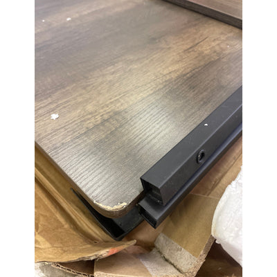 Brown Wooden Office Desk 48" x 24" with 2 Tier Shelving, Metal Frame 28" Tall SEE DETAILS