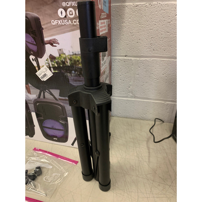 Set-of-2 QFX Portable Bluetooth Speakers with Stands, 8" Subs, NO CORDS
