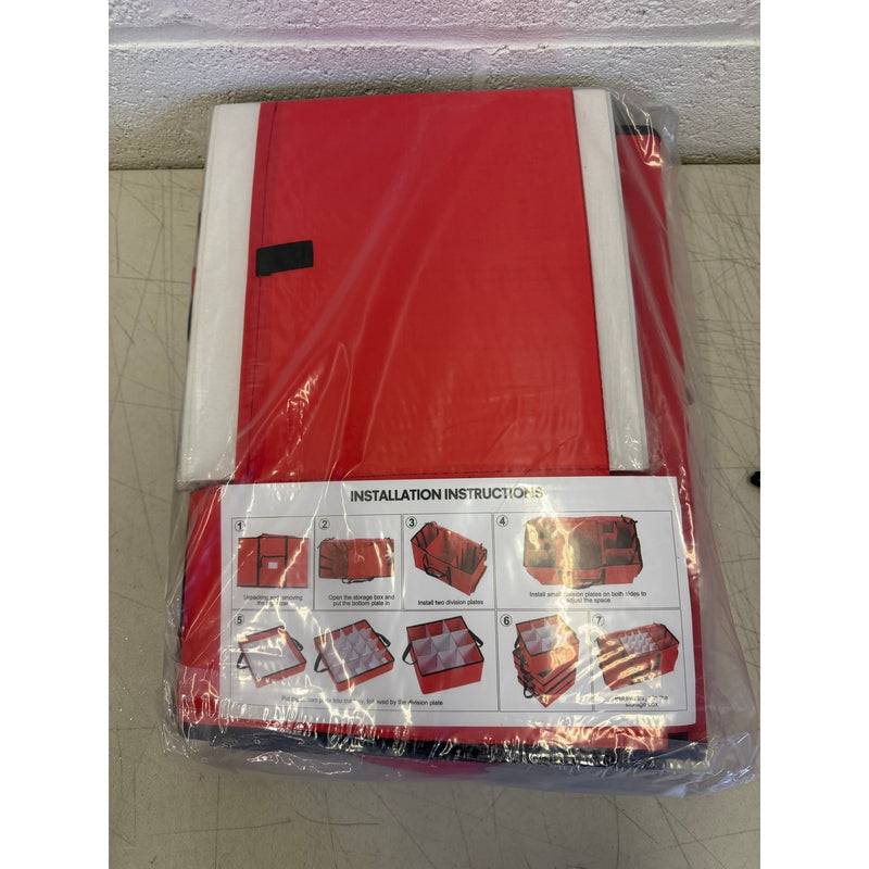 Christmas Ornament Storage Box with Removable Trays, up to 73 ornaments (Red)
