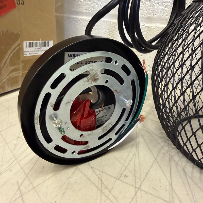 Hanging Cage Chandelier Ceiling Light Hollow Wrought Iron, Black, 6.5" W x 10" H