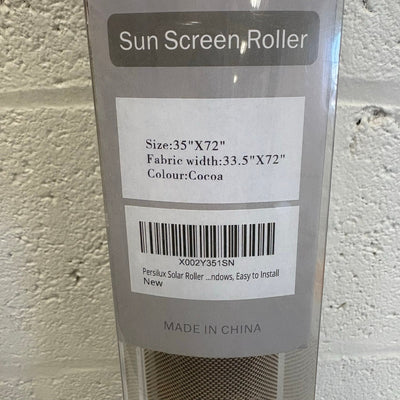 Persilux Solar Roller Shade for Window Blinds 35"Wx72"H, Semi Sheer - Cocoa