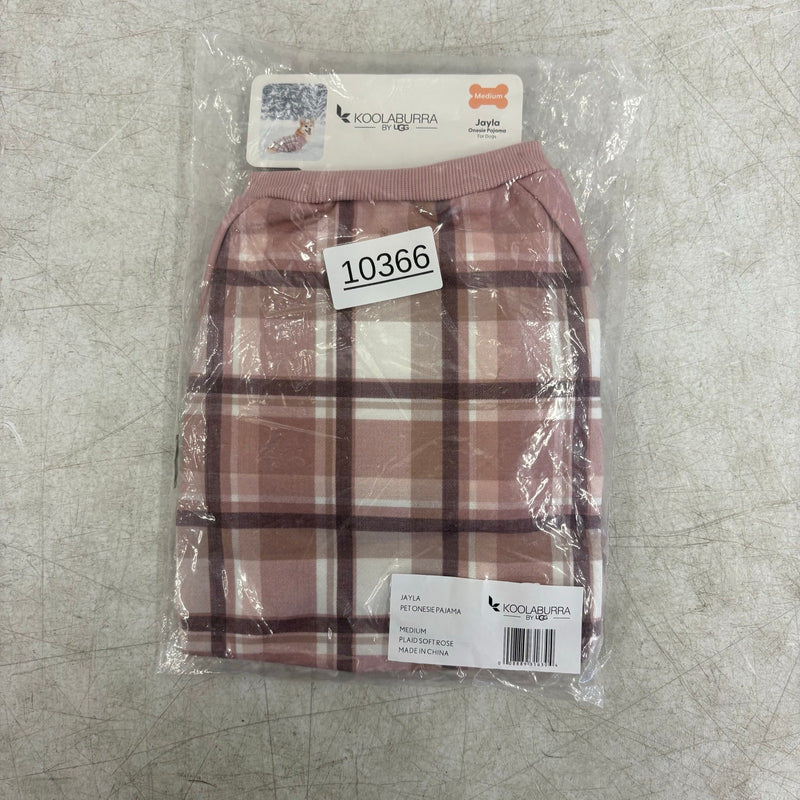 Koolaburra UGG Pet Jayla 1-Pc Pajama Sweater Dog 15-16"Collar Pink Plaid Medium