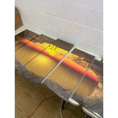 Birds Sunset Canvas Wall Art Orange Sunset Birds Flock Canvas Print, 5 Piece
