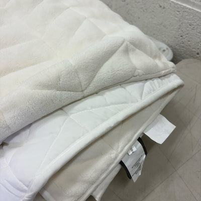 Beekman Home Full/Queen Quilt Set 2 Pillow Shams Plush, Stitching Design - White