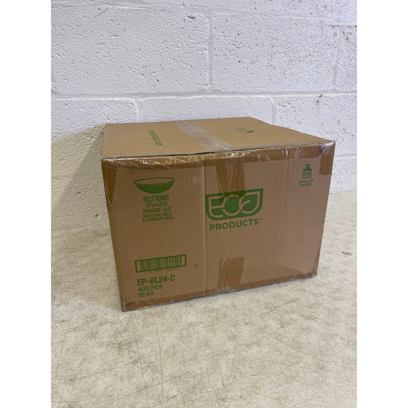 Eco-Products 24 oz. White Compostable Sugarcane Coupe Bowl - 400/Case epbl24c