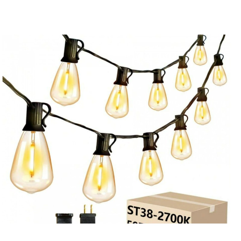 50FT LED Outdoor String Lights, 24 Outdoor Patio Lights, Shatterproof Bulbs ST38