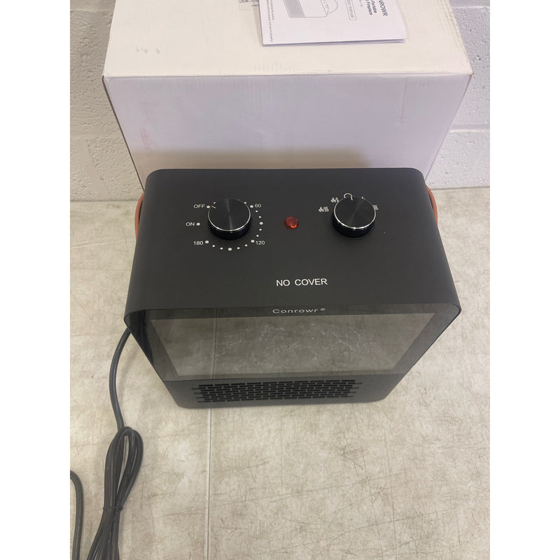 Conrowr Electric Space Heater, Light-Up Fireplace Affect,, 110 V Portable, Black