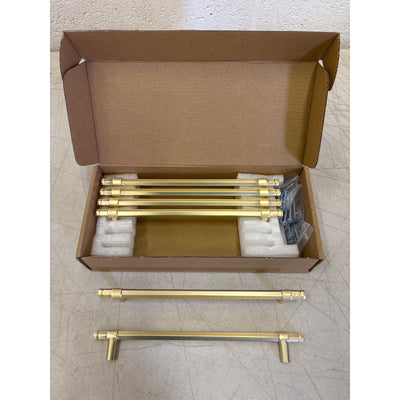 6-Pack Goo-Ki 7-1/2" Hole Center Cabinet Pulls Light Brushed Brass, Hardware