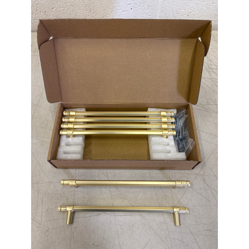 6-Pack Goo-Ki 7-1/2" Hole Center Cabinet Pulls Light Brushed Brass, Hardware