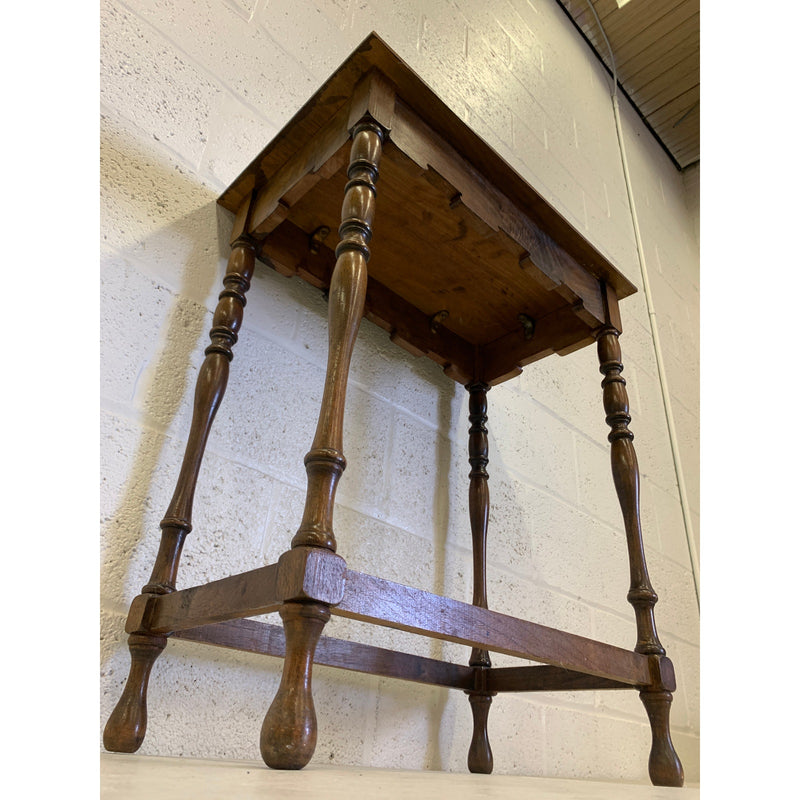 Vintage Wood Table, 24 x 14" Top, 29" H, Rustic Dark Brown Rustic Wood