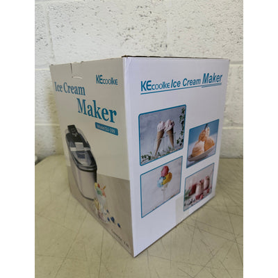 KECOOLKE Countertop Ice Cream Maker, Large Capacity 2L, Stainless Steel, Gray