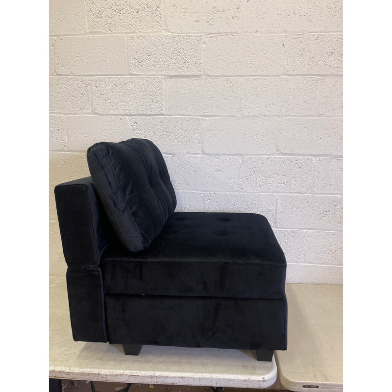 Silla de 66 x 66 x 43 cm con almacenamiento, asiento/otomana de terciopelo suave, para sala de estar, color negro