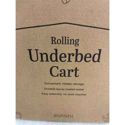 Whitmor Rolling White Wire Underbed Cart Under Bed Storage w Wheels 25"x25"x6.5"