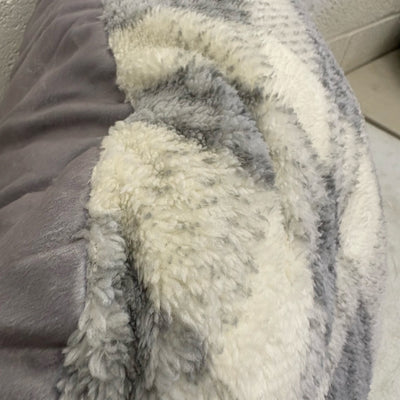 Plush Backrest Pillow, 34"W x 18"H Reading Pillow Soft - Gray Plaid Design