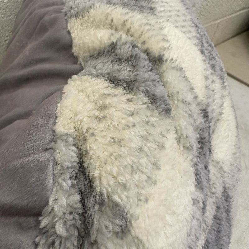 Plush Backrest Pillow, 34"W x 18"H Reading Pillow Soft - Gray Plaid Design