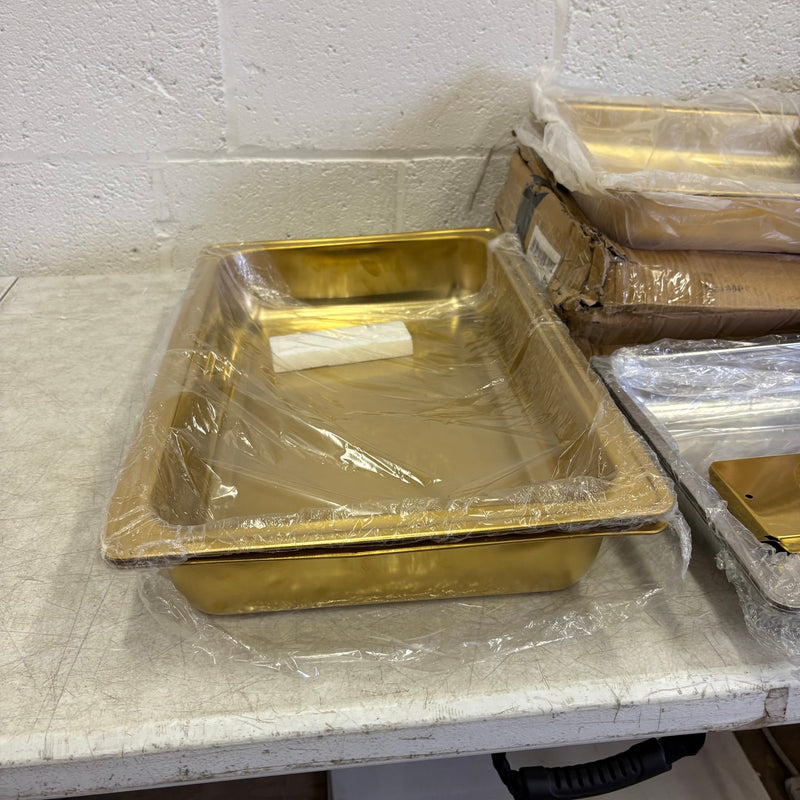 SET-OF-2 ROVSUN 9 QT Rectangle Gold Chafing Dish Buffet Set w Full Size Pans READ