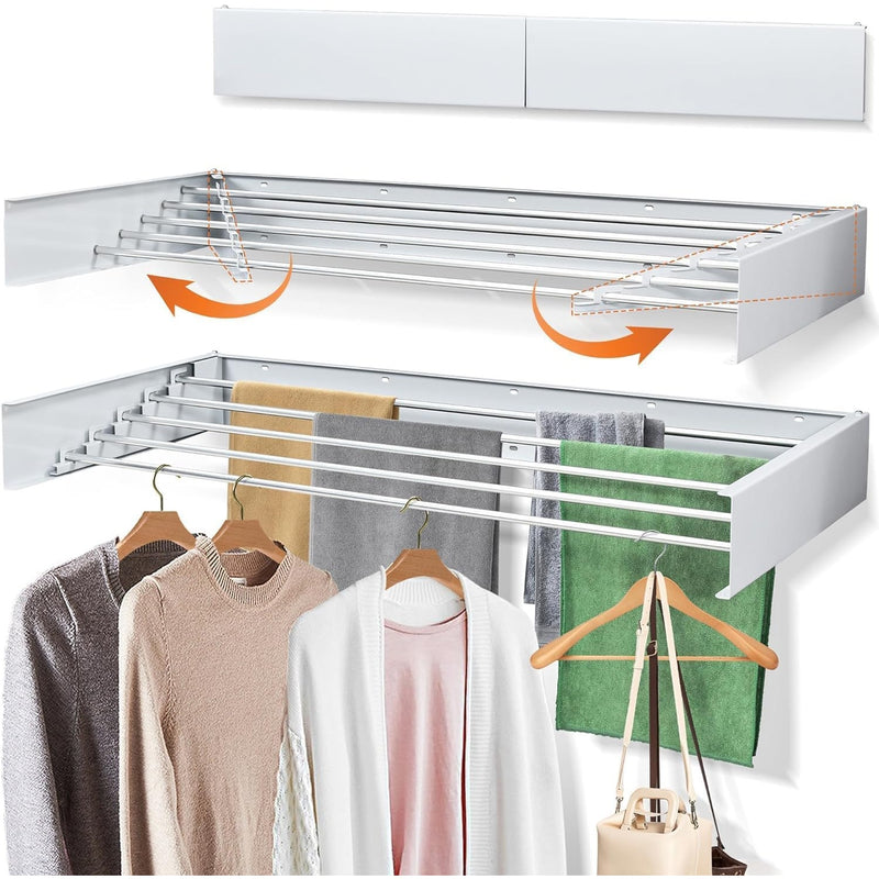 40" Wall Mounted Clothes Drying Racks, Expandable Laundry Drying Rack